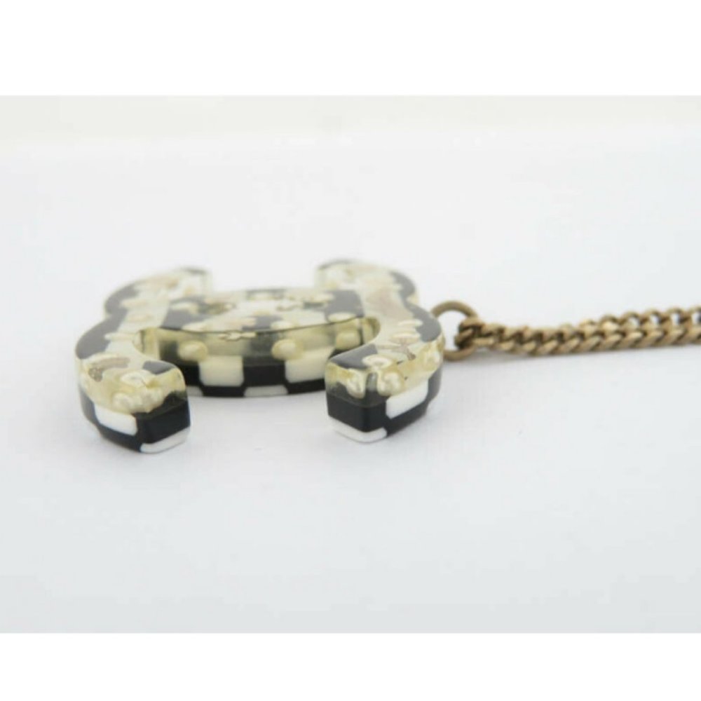 AUTH CHANEL CC LOGO STRIPED PENDANT NECKLACE - Picture 10 of 11
